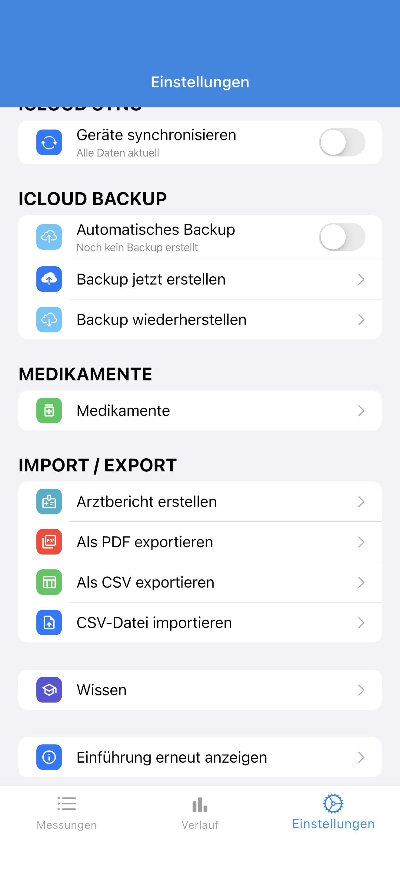 Exportfunktionen mit CSV, PDF und Teilen